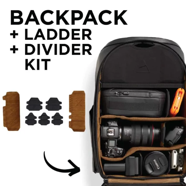 backpack, ladder, divider
